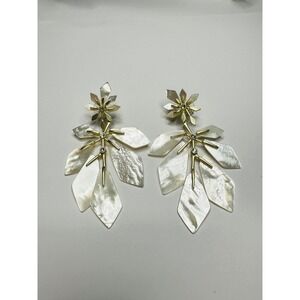 Kendra Scott Gold Jaylin Ivory Mother of Pearl Large Statement Earrings